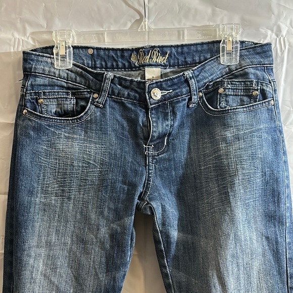 Red Rivet Blue Flare Jeans - Picture 3 of 5